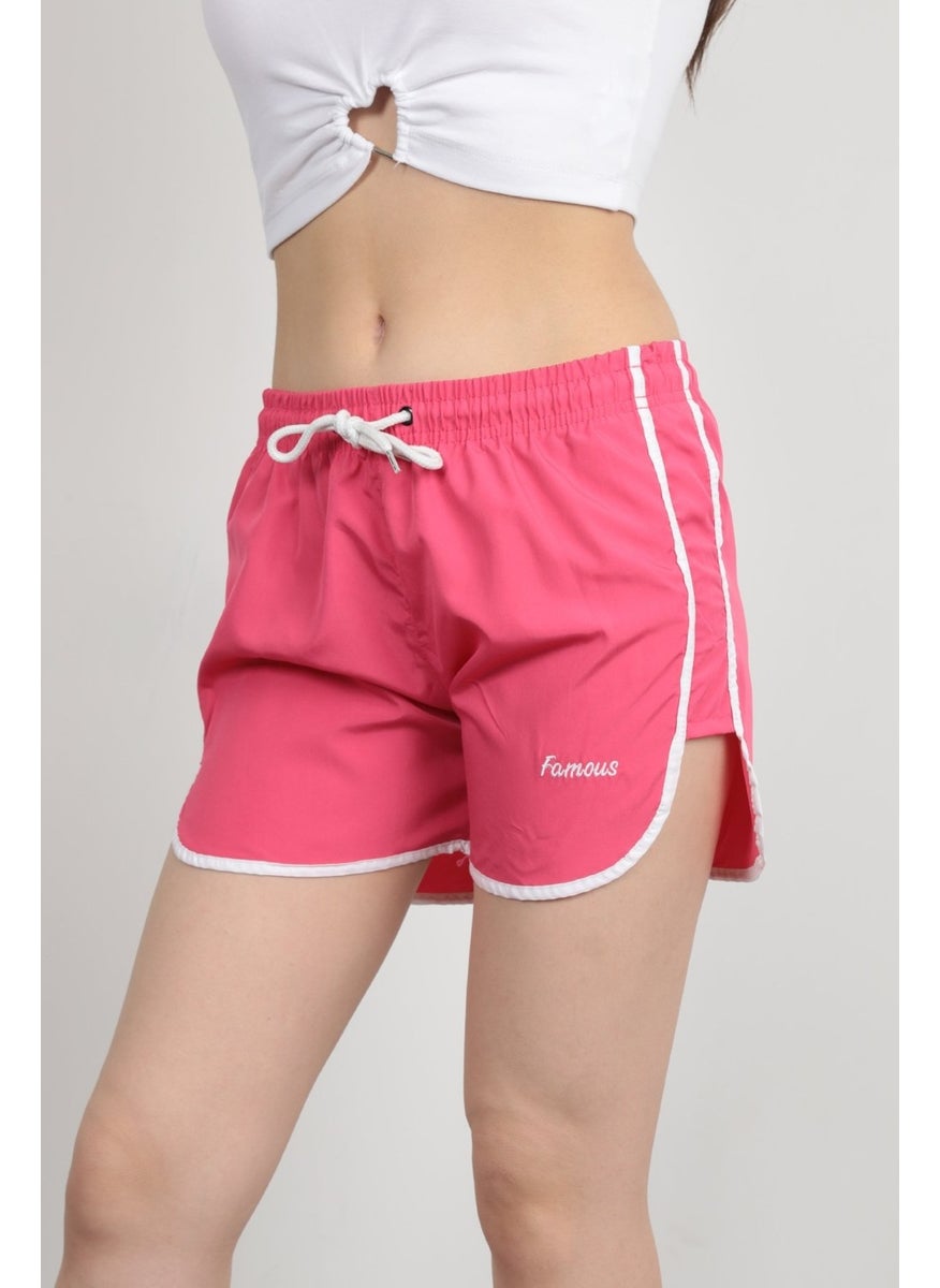 Giysa - John Borners Women's Swim Shorts Rope Tie Light Elastic Waist Short Cut Fuchsia - 5402 - Image 1