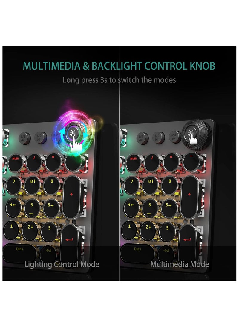 أولا اولا كيبورد العاب ميكانيكي F2088 بمفاتيح زرقاء واضاءة خلفية LED بالوان قوس قزح، مسند معصم قابل للازالة، مقبض تحكم في الوسائط، اغطية مفاتيح دائرية ريترو بانك، كيبورد كمبيوتر سلكي بمنفذ USB - Image 3