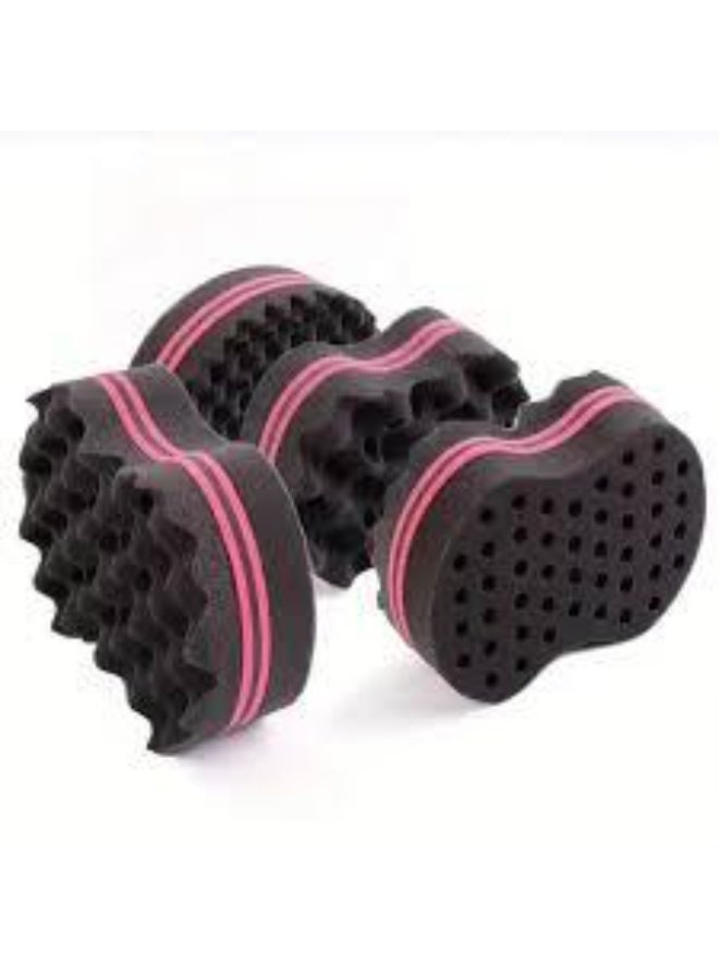 اسفنجة تمويج الشعر الاحترافية للرجال والنساء – سبونج ويف مزدوجة الوجه لعمل الأفرو والتويست والدريدلوكس والكويل و360 ويف – فرشاة سبونج تصفيف للشعر الطبيعي – خفيفة ومتينة باللون الأسود - Image 1