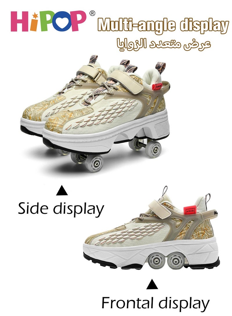 HIPOP Unisex Kids Roller Skates Shoes with Dual Mode,Wheel Can Be Retracted,Fashional Girls Boys Roller Shoes,Retractable Skates for Kids - Image 4