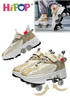 HIPOP Unisex Kids Roller Skates Shoes with Dual Mode,Wheel Can Be Retracted,Fashional Girls Boys Roller Shoes,Retractable Skates for Kids  - Image 1