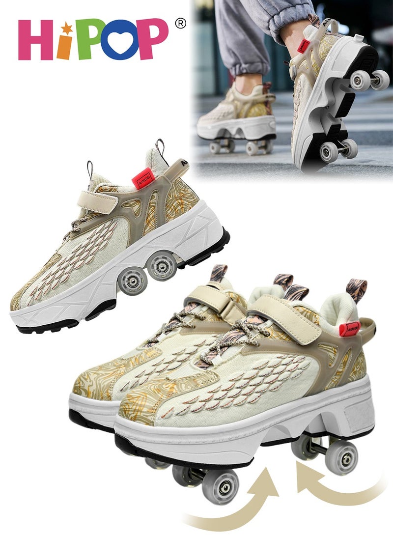 HIPOP Unisex Kids Roller Skates Shoes with Dual Mode,Wheel Can Be Retracted,Fashional Girls Boys Roller Shoes,Retractable Skates for Kids - Image 1