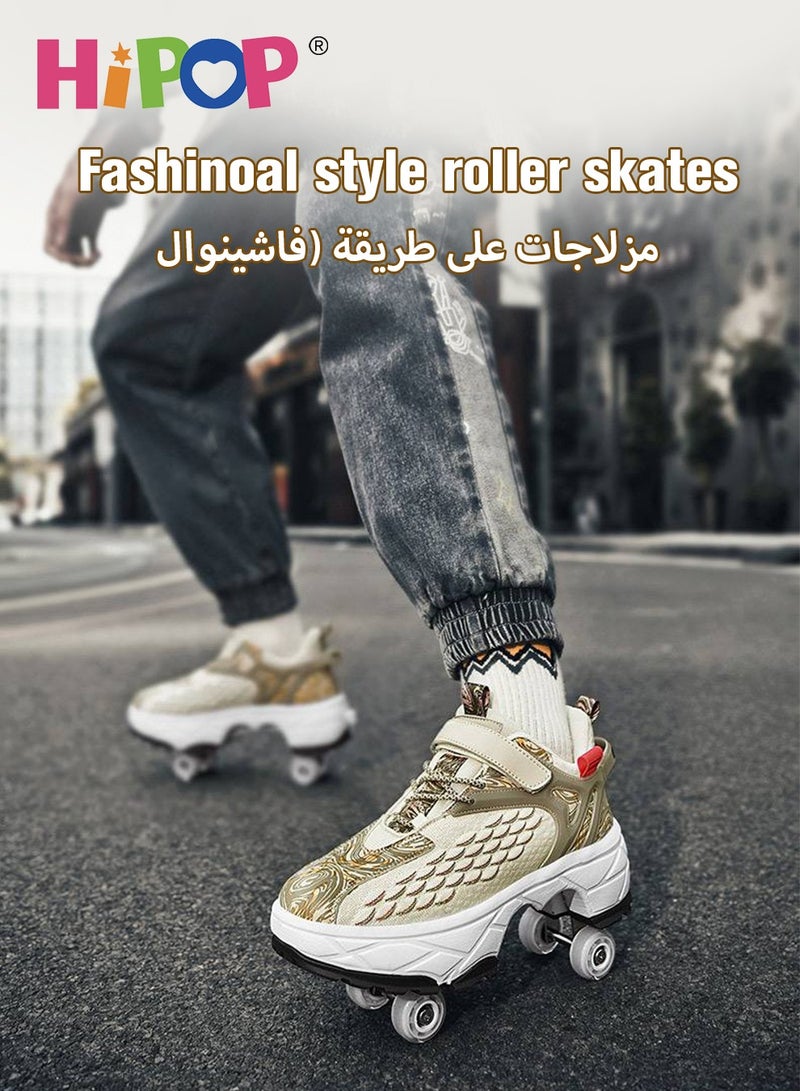 HIPOP Unisex Kids Roller Skates Shoes with Dual Mode,Wheel Can Be Retracted,Fashional Girls Boys Roller Shoes,Retractable Skates for Kids - Image 3