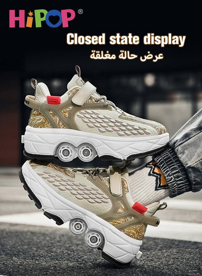 HIPOP Unisex Kids Roller Skates Shoes with Dual Mode,Wheel Can Be Retracted,Fashional Girls Boys Roller Shoes,Retractable Skates for Kids - Image 2