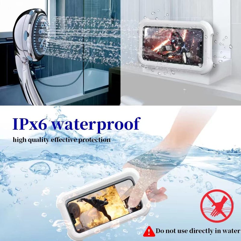 OOLYCIO Upgraded 480Â° Rotating Shower Phone Holder Waterproof Case with Touch Screen,OOLYICO Shower Accessories Guardian Buddy Holder Wall Mount Shelf in Bathroom Bathtub for 4" - 7" Cell Phone - Image 5