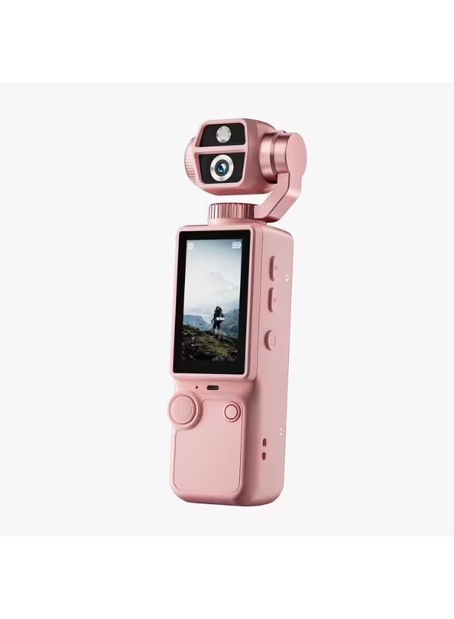 AIR TAB AirTab Pocket 4 Pro Ultra HD 4K Action Camera, Handheld Vlogging Video Camcorder with 180° Rotatable Gimbal & 2.0" IPS Display ,Pink - Image 1