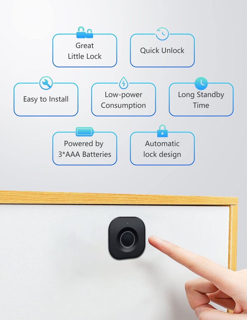 SUMNEW Fingerprint Cabinet Lock, Smart Biometric, Fit for Keyless Hidden File Drawer Wardrobe, Child Safety Electric Fingerprint Lock, DIY Wooden Furniture Privacy for Home Office - Image 3