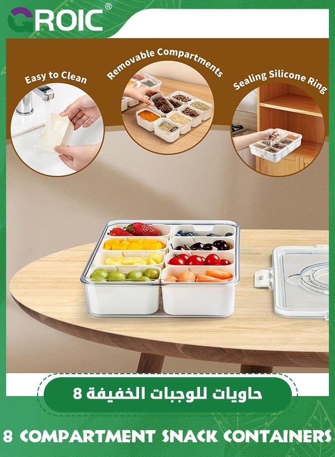 GROIC 8 Compartment Divided Serving Tray with Lid and Handle, Snackle Box Charcuterie Container for Portable Snack Platters, Clear Organizer Candy, Fruits, Nuts, Snacks Travel & Picnic - Image 4