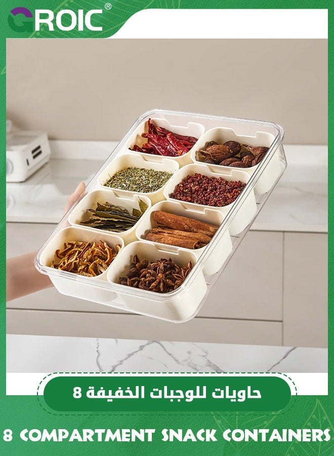 GROIC 8 Compartment Divided Serving Tray with Lid and Handle, Snackle Box Charcuterie Container for Portable Snack Platters, Clear Organizer Candy, Fruits, Nuts, Snacks Travel & Picnic - Image 5