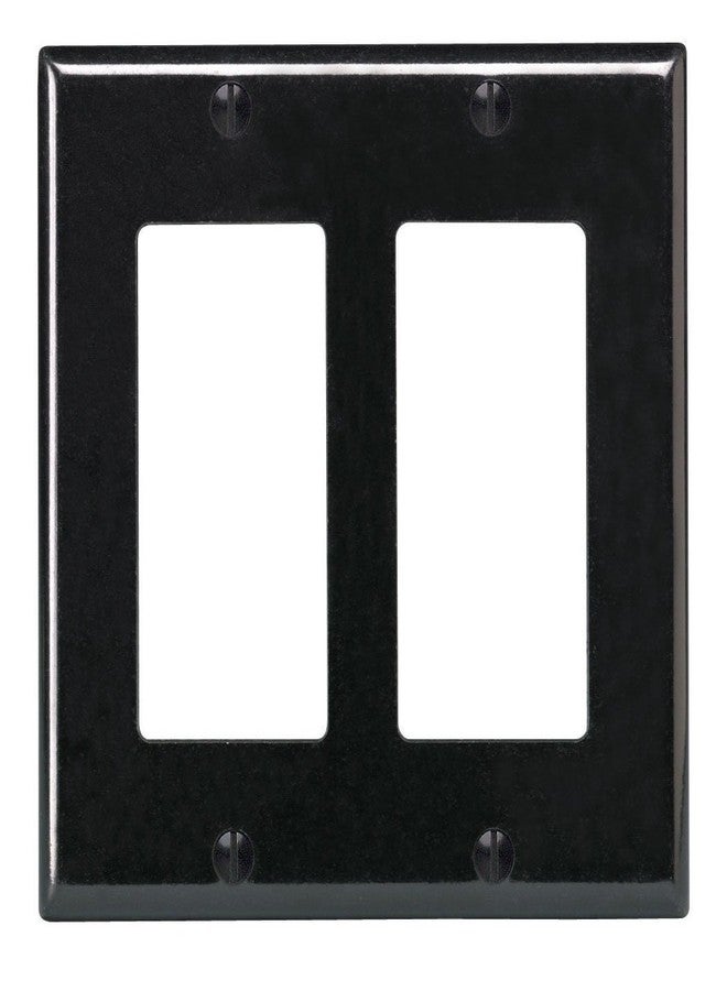 ليفيتون لوحة حائط Leviton 80409-E 2-Decora/GFCI قياسية الحجم، ثنائية الفتحات، 4.5 بوصة طول × 4.56 بوصة عرض × 0.22 بوصة سمك، ناعمة، سوداء، عبوة واحدة - Image 1