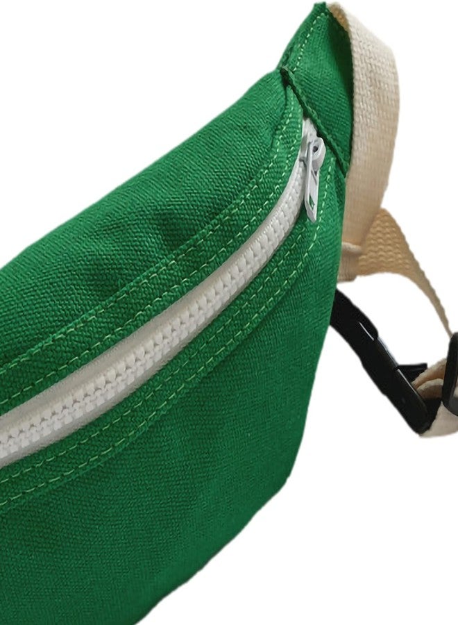 DB11 Unisex Boys' Girls' Waist Fanny Packs Solid Canvas Chest Crossbody Purse Bags 7 Colors (Green) - Image 3