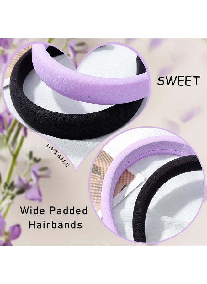 2Pcs Silk Satin Headbands Wide Padded Hairbands Puffy Sponge Headpiece Thick Pearly Lustre Hair Accessories For Women And Girls (Black Purple) - pzsku/ZAAF31D79E005B9374E38Z/45/_/1718645443/b4537ac9-ba3a-4941-be26-1d7a96501e24