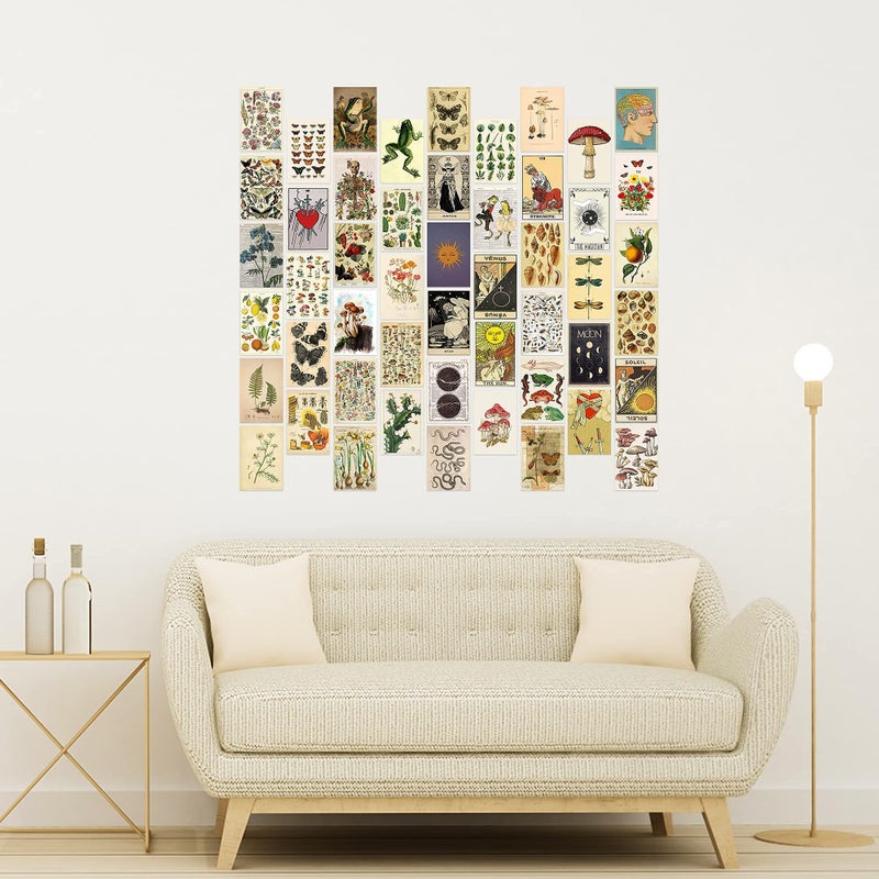 SOLARAE Wall Collage Kit for Creative Gallery Display, 50PCS Botanical Wall Art Aesthetic Pictures, 4x6 Inch Vintage Wall Collage Small Posters for Dorm Room Decor, Study Office Classroom - Image 4