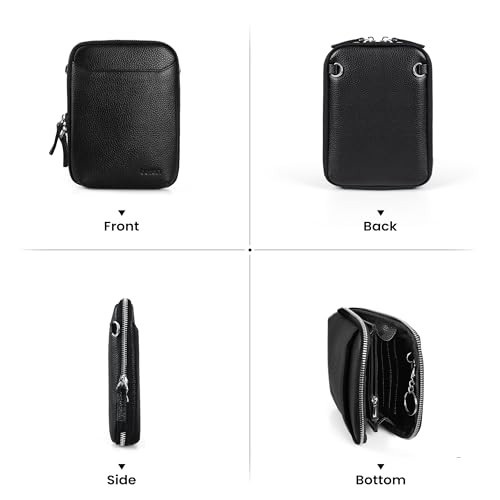 befen Genuine Leather Black Leather Small Crossbody Phone Bags for Women Mini Wallet Purse RFID Crossbody Bags for Women - Fit iPhone 15 Pro Max - Image 5