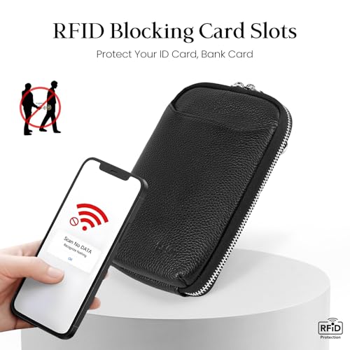 befen Genuine Leather Black Leather Small Crossbody Phone Bags for Women Mini Wallet Purse RFID Crossbody Bags for Women - Fit iPhone 15 Pro Max - Image 3