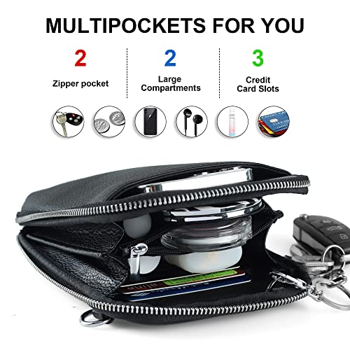 befen Genuine Leather Black Leather Small Crossbody Phone Bags for Women Mini Wallet Purse RFID Crossbody Bags for Women - Fit iPhone 15 Pro Max - Image 4