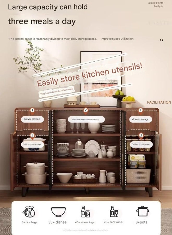 إن كي أكس خزانة تخزين مدمجة بجانب الطعام على الحائط مصنوعة من الخشب الصلب، خزانة عرض لغرفة المعيشة 140*40*90 سم - Image 3