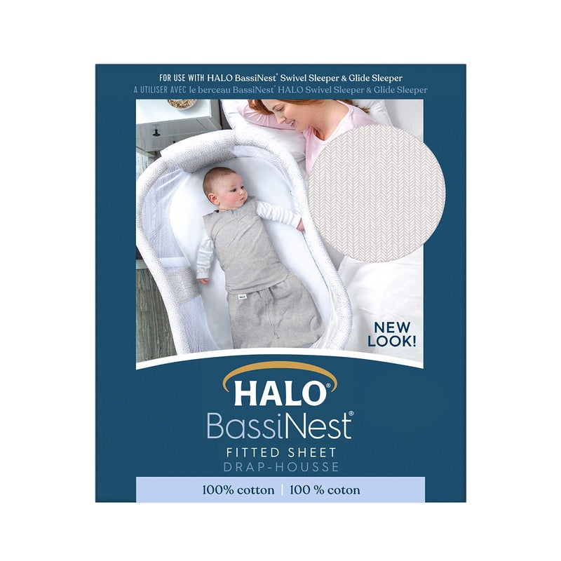 Halo Bassinest Fitted Sheet, 100% Cotton, Super Soft Bassinet Sheet for Baby Boys, Girls and Unisex, Breathable and Lightweight Mattress Pad Cover, Grey - Image 4
