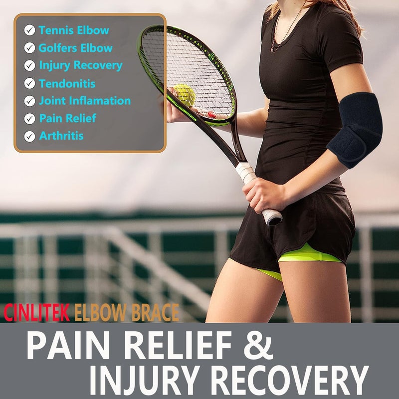 CINLITEK Adjustable Elbow Brace for Men & Women - Instant Pain Relief for Tennis Elbow, Golferâ€™s Elbow, Tendonitis & Arthritis - Advanced Support for Weightlifting, Gym, Sports Injury Recovery & Daily Use - Image 3