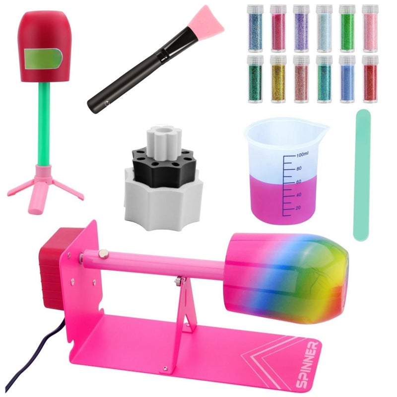 LFSUM Cup Turner for Crafts Tumbler Cup Spinner Machine Kit,Wood Cuptisserie Turner DIY Glitter Epoxy Tumblers with Silent UL Motor Safety Switch 2 Foams Accessories (Simple) - Image 1
