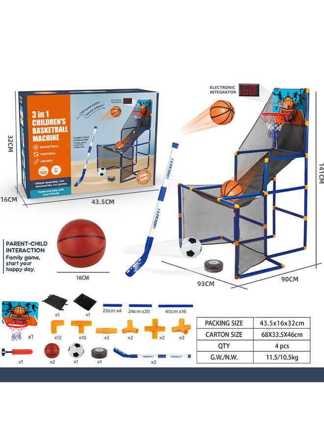 الأزرق جي دبليو يمكن تسجيل 3 في 1 رميات رمية الكرة الخارجية بين الوالدين والطفل رمي مجموعات الألعاب الرياضية - Image 1