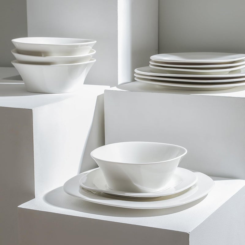 Stone Lain Quadro 24Piece Dinnerware Set Porcelain White - Image 4