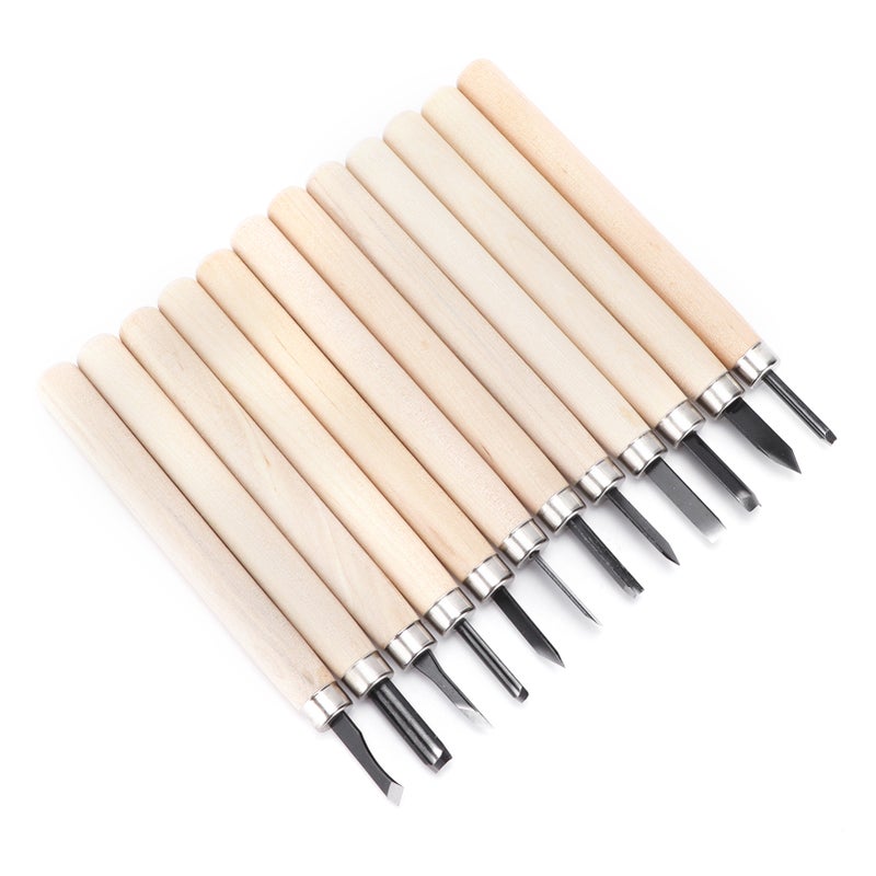 12Pcs Wood Carving Tool Set 55# Steel Sculpture Knife with Storage Box for Soft Materials - Image 3