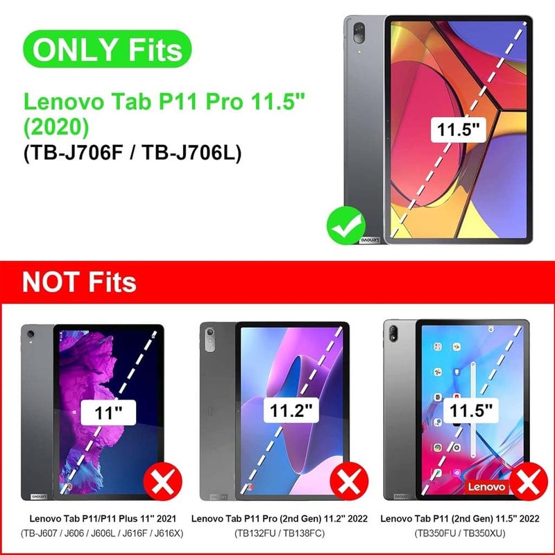 TECPHILE Keyboard Case for Lenovo Tab P11 Pro and Lenovo Pad Pro 11.5inch (ZA910001CN, TB-J716F, TB-J706F) with Smart Trackpad, 7 Color Backlit, Magnetically Detachable Bluetooth Keyboard Cover Folio - Image 2
