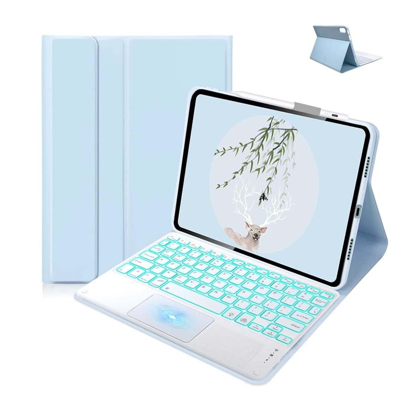TECPHILE Keyboard Case for Lenovo Tab P11 Pro and Lenovo Pad Pro 11.5inch (ZA910001CN, TB-J716F, TB-J706F) with Smart Trackpad, 7 Color Backlit, Magnetically Detachable Bluetooth Keyboard Cover Folio - Image 1
