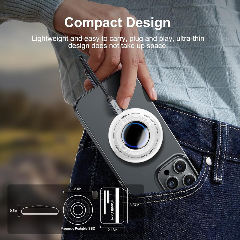 Fikwot FP108 500GB External Portable SSD - Up to 2050MB/s & Charge PD 100W Simultaneous Charging+Gaming - USB 3.2 Gen2x2 - Magnetic Ring - for Steam Deck, Switch, etc - Image 2