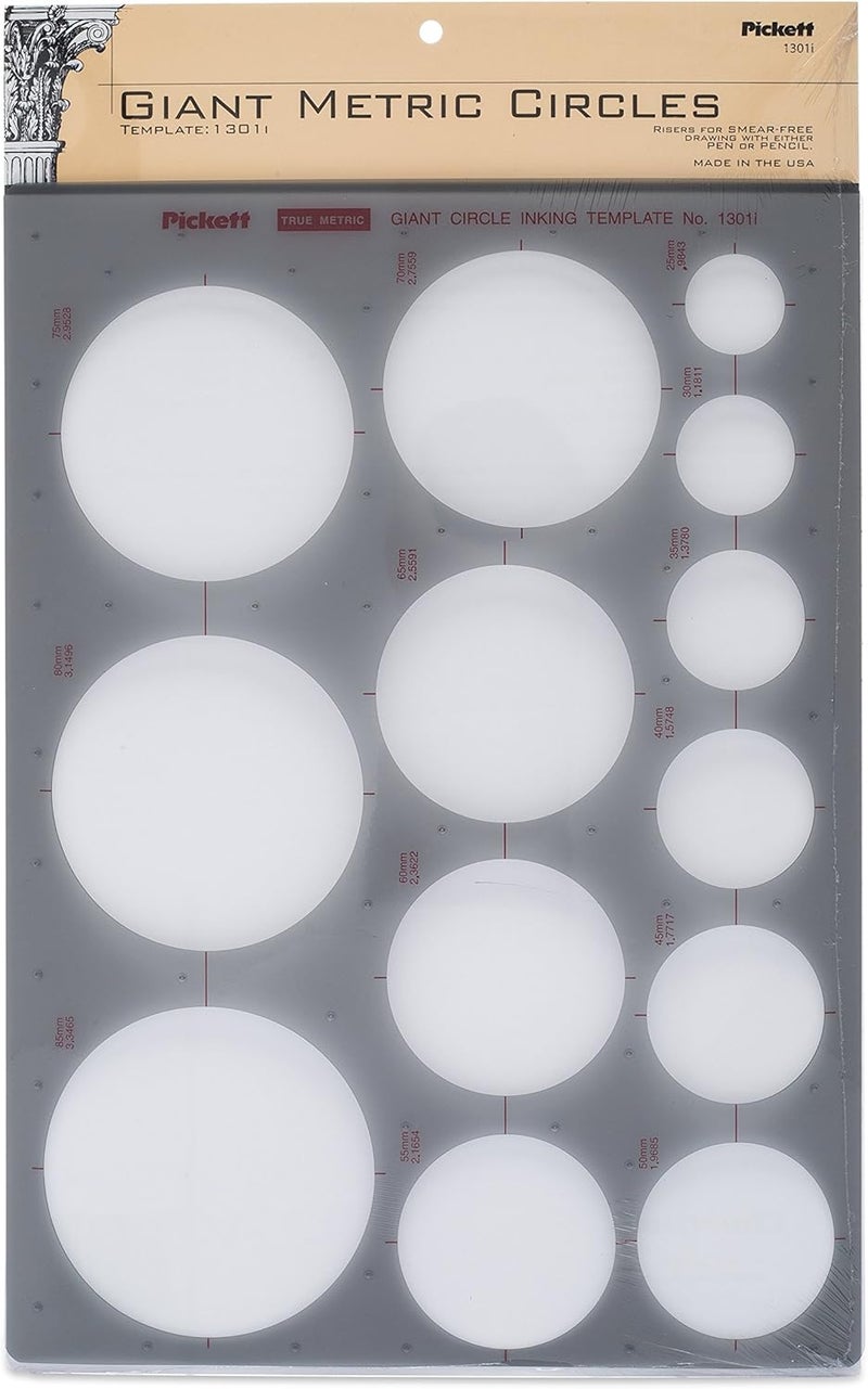 Giant Metric Circles Template, Circle Range 25mm to 85mm in Diameter (1301I)