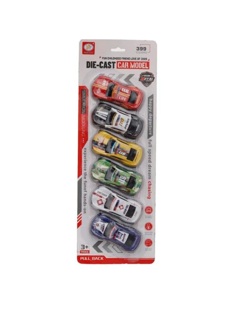 6-Piece Metal Car Set for Kids - Multicolor