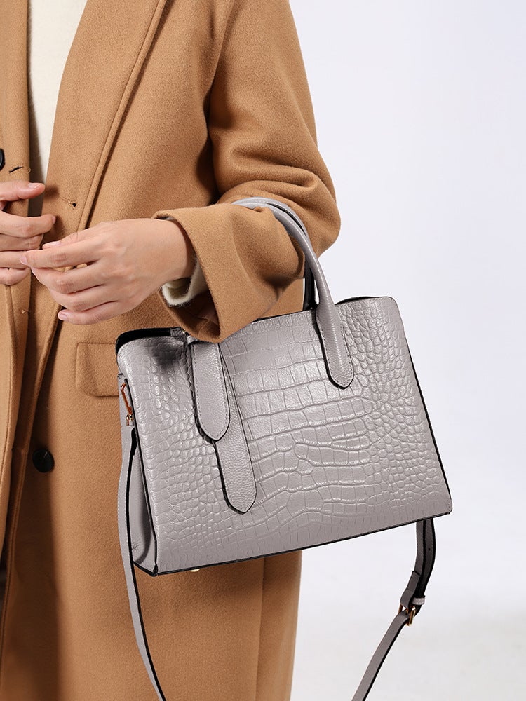 Genuine Leather Women'S Bag Shoulder Bag Girls High-End Crocodile Pattern Tote Bag Women'S Versatile Fashion Crossbody Bag - Image 3