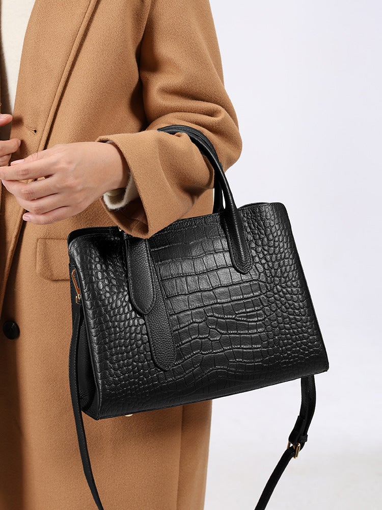 Genuine Leather Women'S Bag Shoulder Bag Girls High-End Crocodile Pattern Tote Bag Women'S Versatile Fashion Crossbody Bag - Image 4
