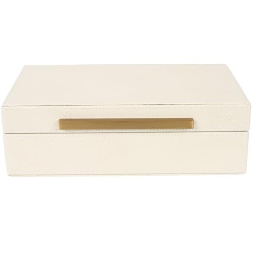 XIGEXIGE Beige Shagreen box Faux Leather Decorative Boxes,Keepsake And Memory Storage Decorative Boxes with Lids for Modern Home Decor Jewelry Box Organizer - Image 2
