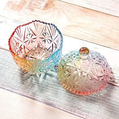 Danmu 1Pc Colorful Glass Storage Jar with Lid Candy Cookie Jar Jewelry Box Buffet Jar Biscuit Containers (750ml / 26oz) - Image 4