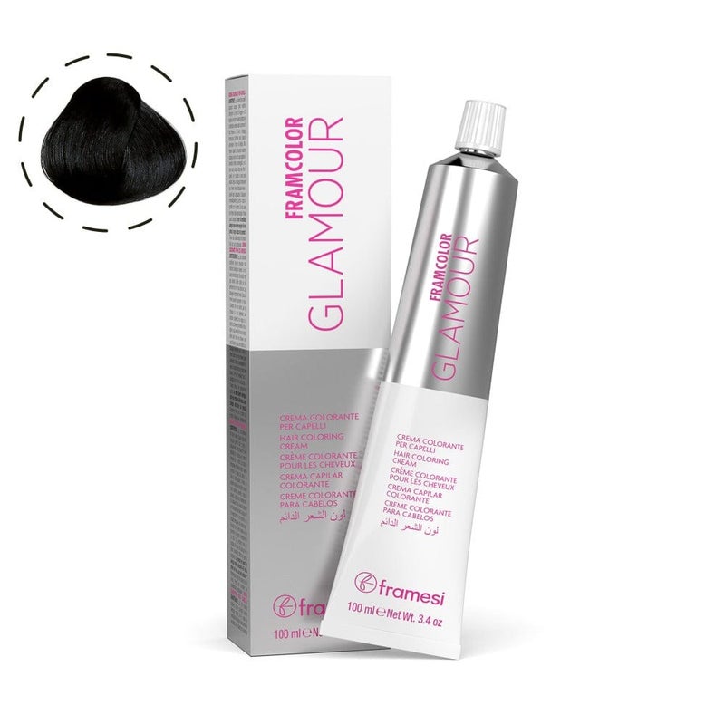 Framesi Morphosis Framesi FramColor Glamour 1 Black 100ml – Professional Permanent Intense Black Hair Color - Image 1
