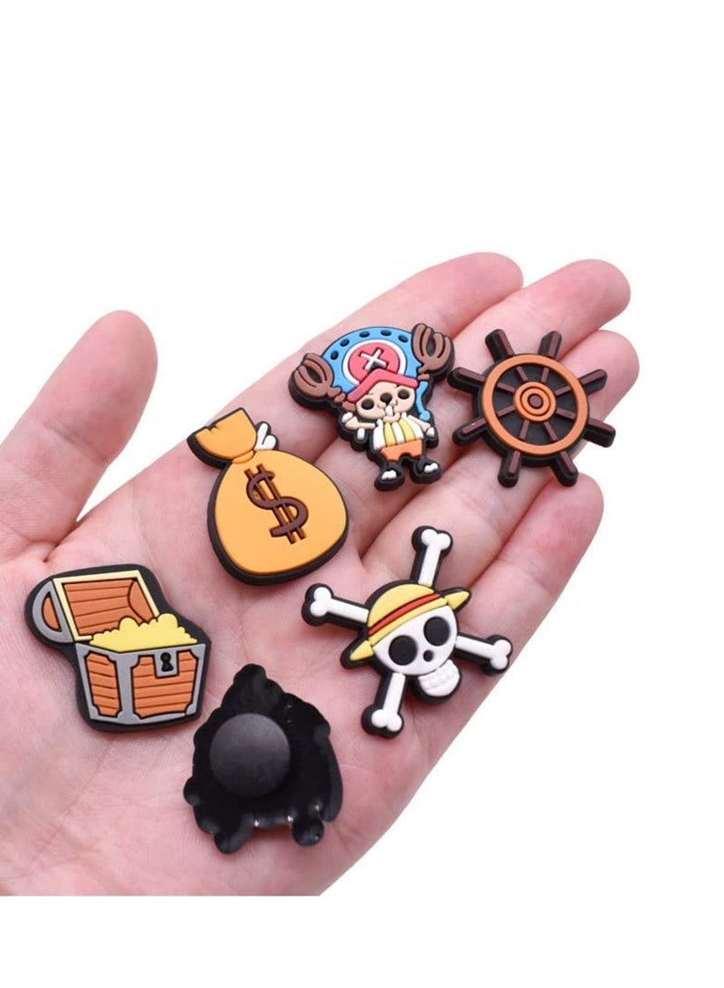 Shoe Charms Decorations, Anime One Piece Shoe Charms, Wristband Bracelet Girls Boys Party Favors Birthday Gifts, Shoes Decorations for Adults Women Men 22pcs+1pcs Keychain - Image 2
