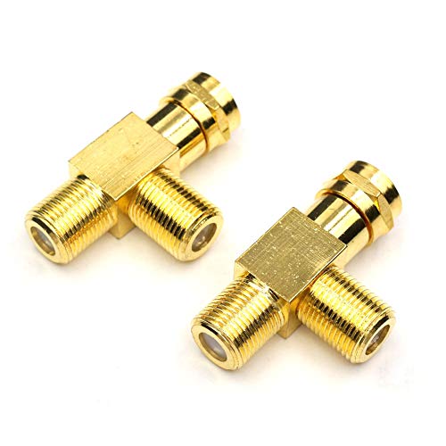 ANHAN F Coax Splitter, F Male to Female Connectors F type Satellite TV Splitter F type Coaxial Adapters for Video VCR Antenna 2Packs - Image 1