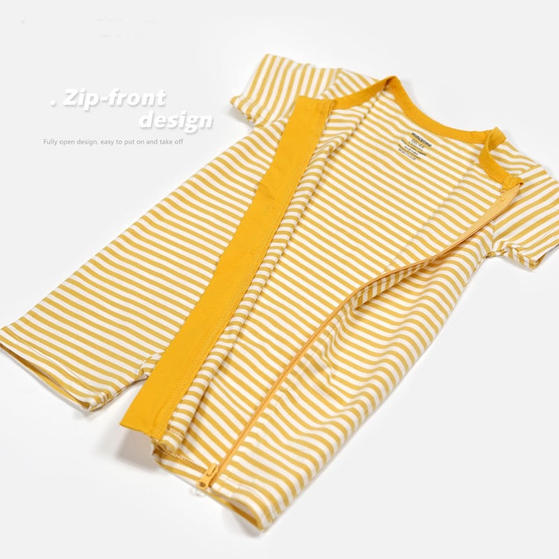 Teach Leanbh Baby Boys or Girls 2 Pack Pajamas Cotton Short Sleeve Zipper Romper Jumpsuits Sleep and Play 3-24 Months (Green, 6-12 Months) - Image 2