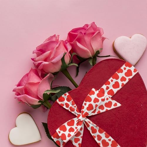 Glodecart Valentine's Day Ribbon - Wired Red Hearts, 2.5" X 10 Yard for Wreath Bow Wrapping Gift & Party Supplies - Image 5