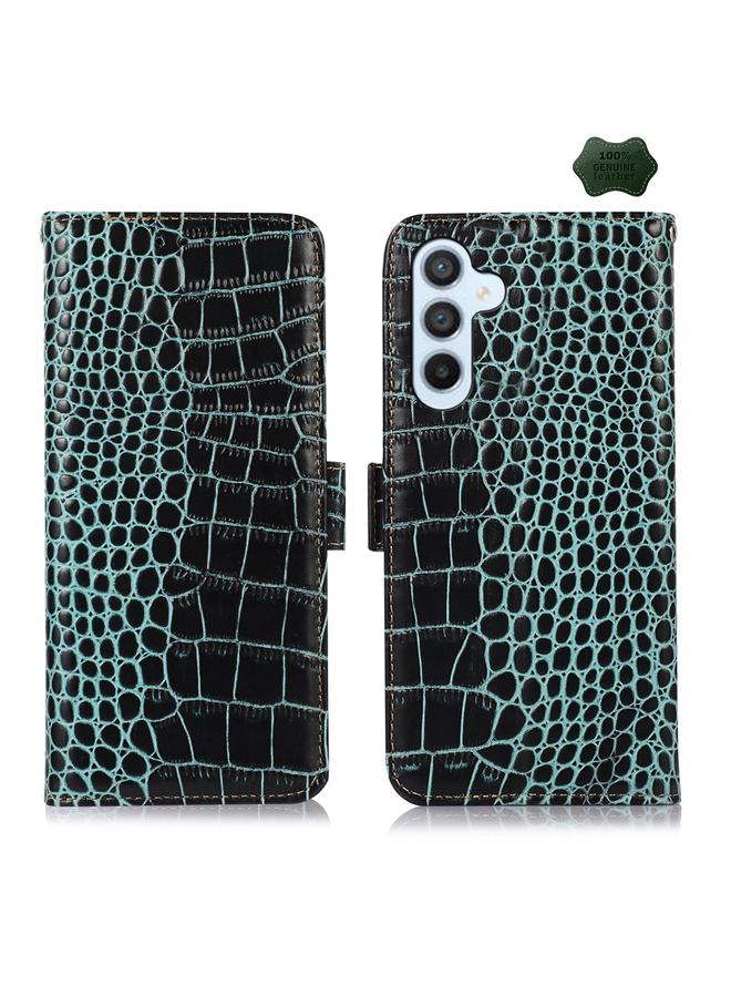 اس-توب جراب لهاتف Samsung Galaxy A55 5G مصنوع من جلد التمساح بطبقة علوية من جلد البقر - Image 1