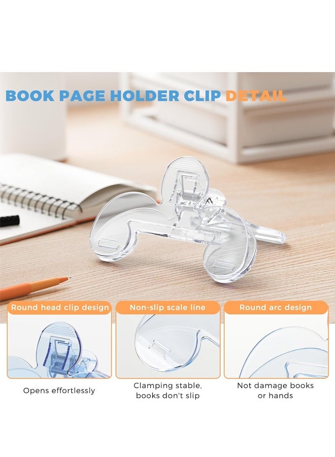 حاملان لصفحات الكتب للقراءة، مشبك كتب شفاف يعتمد على رف علمي بزاوية 12 درجة، مشابك كتب خفيفة الوزن - Image 3