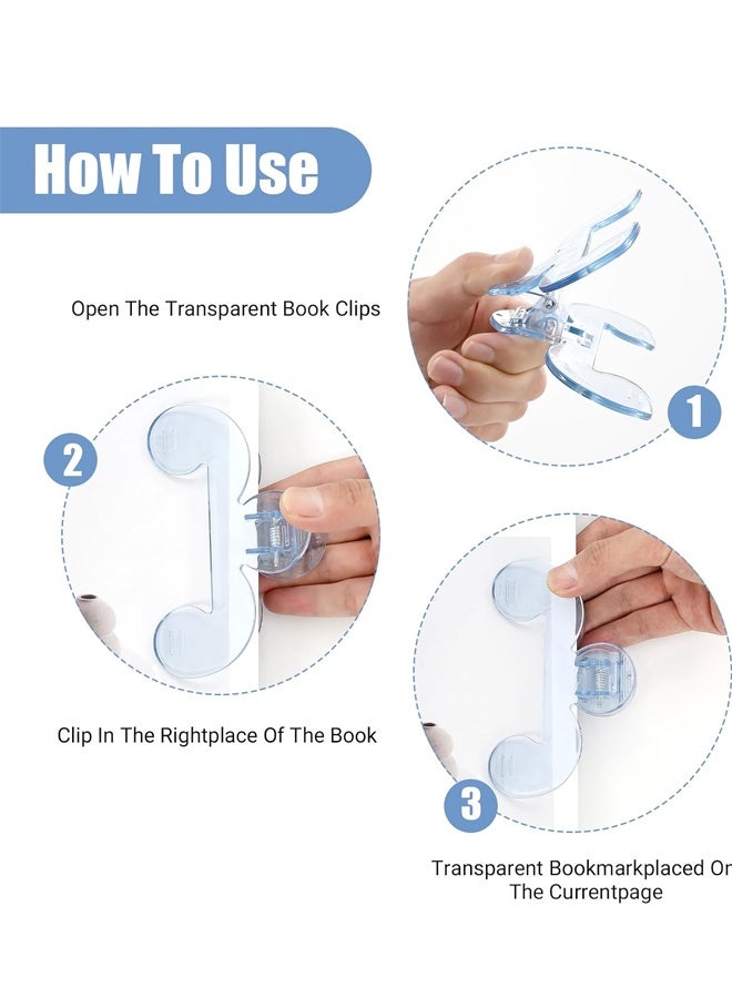 حاملان لصفحات الكتب للقراءة، مشبك كتب شفاف يعتمد على رف علمي بزاوية 12 درجة، مشابك كتب خفيفة الوزن - Image 4