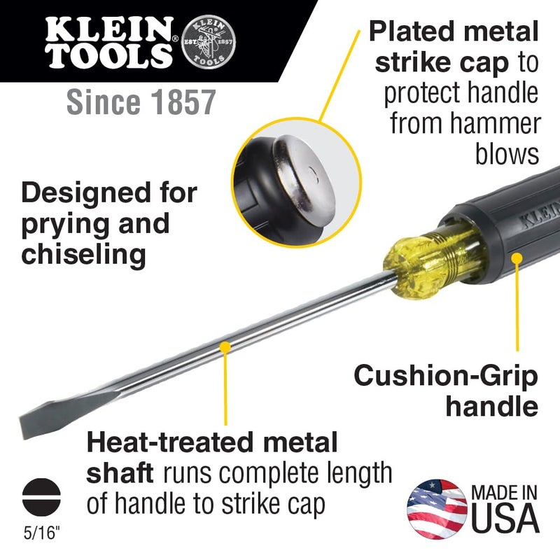Klein Tools 602-7DD 5/16-Inch Keystone Demolition Screwdriver, 7-Inch Shank - Image 2