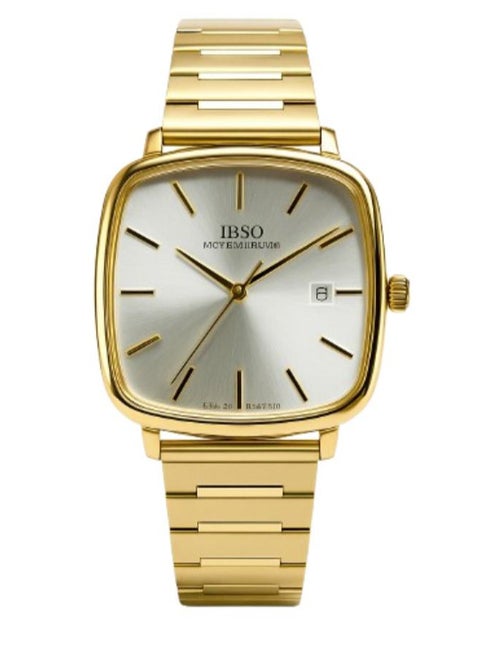ساعات IBSO اليابانية، ساعات فاخرة للجنسين بسوار من الفولاذ المقاوم للصدأ باللون الذهبي، ساعات كوارتز مقاومة للماء