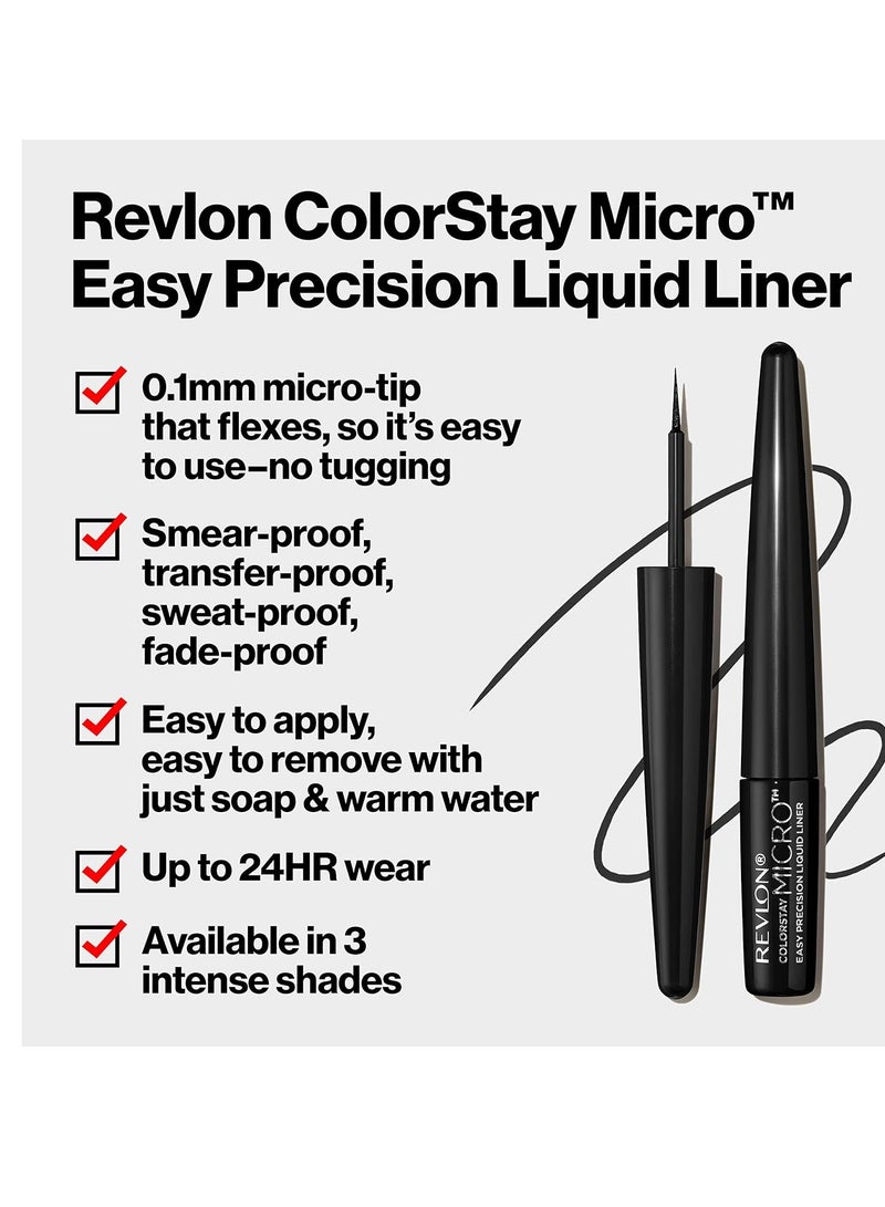 ريفلون كحل سائل دقيق ColorStay Micro Easy Precision، مقاوم للماء، مقاوم للتلطخ، يدوم طويلاً مع طرف دقيق من الفelt، 301 بلاك آوت، 0.057 أونصة سائلة - Image 3
