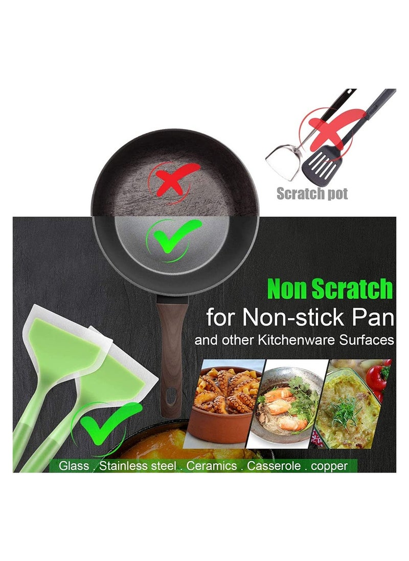SYOSI - Silicone Pancakes Shovel, Wide Spatula Turner Nonstick Fried Shovel Fish Spatula Silicone Wide Flexible Turner For Nonstick Cookware Egg Cookie Omelette (Green, 2 Pieces) - Image 1