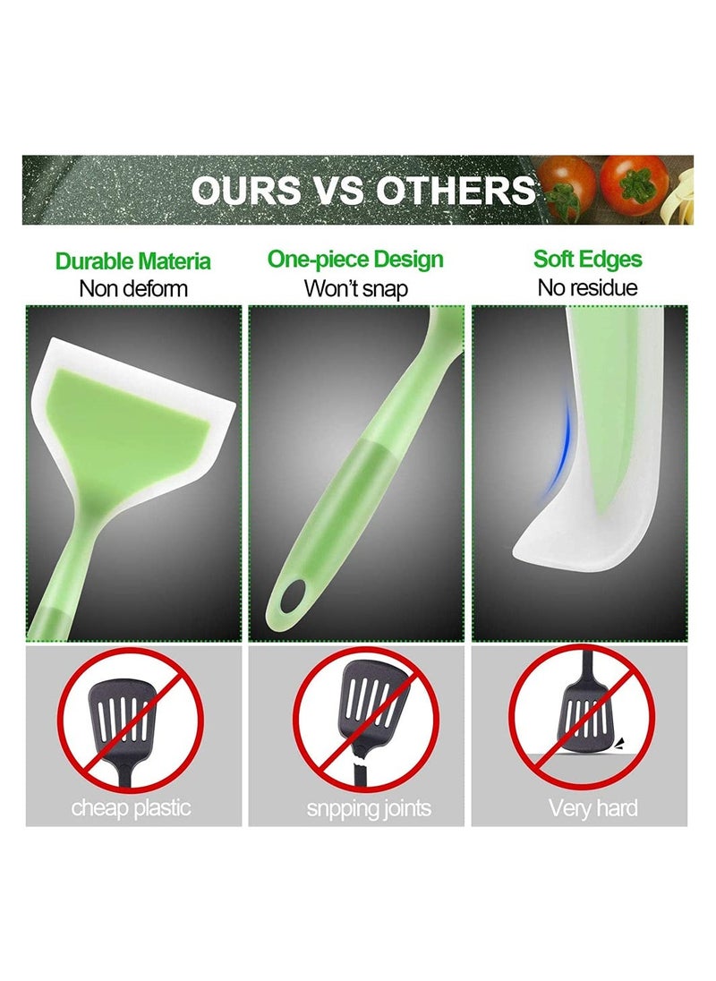 SYOSI - Silicone Pancakes Shovel, Wide Spatula Turner Nonstick Fried Shovel Fish Spatula Silicone Wide Flexible Turner For Nonstick Cookware Egg Cookie Omelette (Green, 2 Pieces) - Image 1