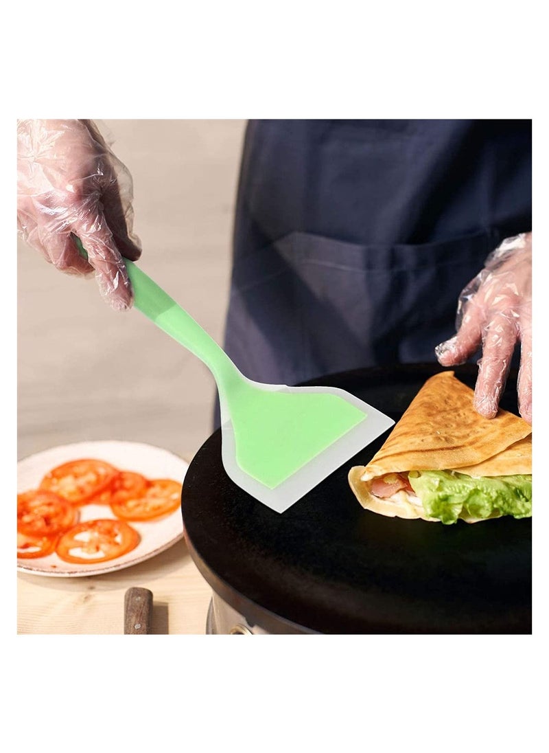 SYOSI - Silicone Pancakes Shovel, Wide Spatula Turner Nonstick Fried Shovel Fish Spatula Silicone Wide Flexible Turner For Nonstick Cookware Egg Cookie Omelette (Green, 2 Pieces) - Image 1